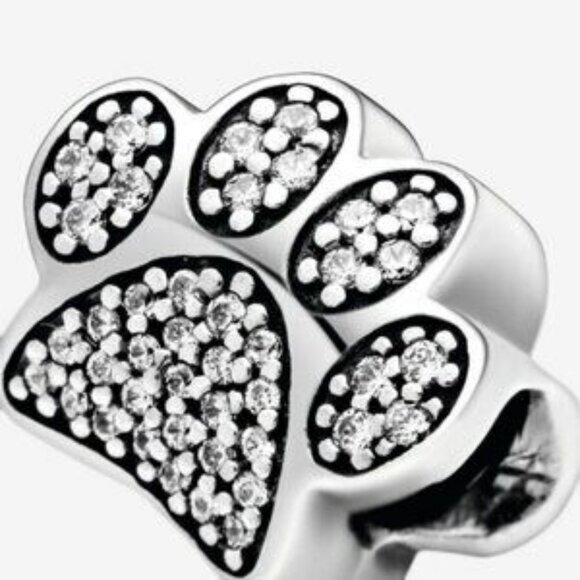 Pandora Dog Paw Print Charm with Clear - Picture 4 of 5